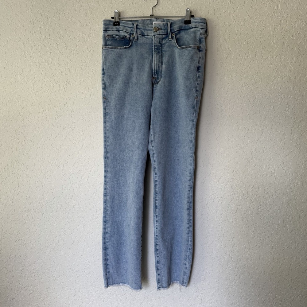 Good American Womens Jeans Size 10 / 30 Raw Hem Denim Stretch Good Denim Light
